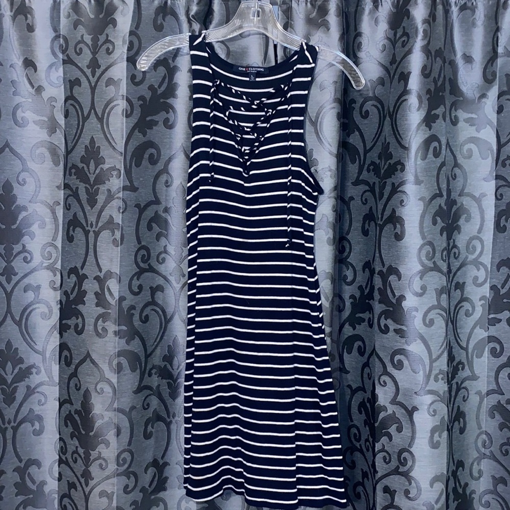Navy Blue & White Stripped Dress